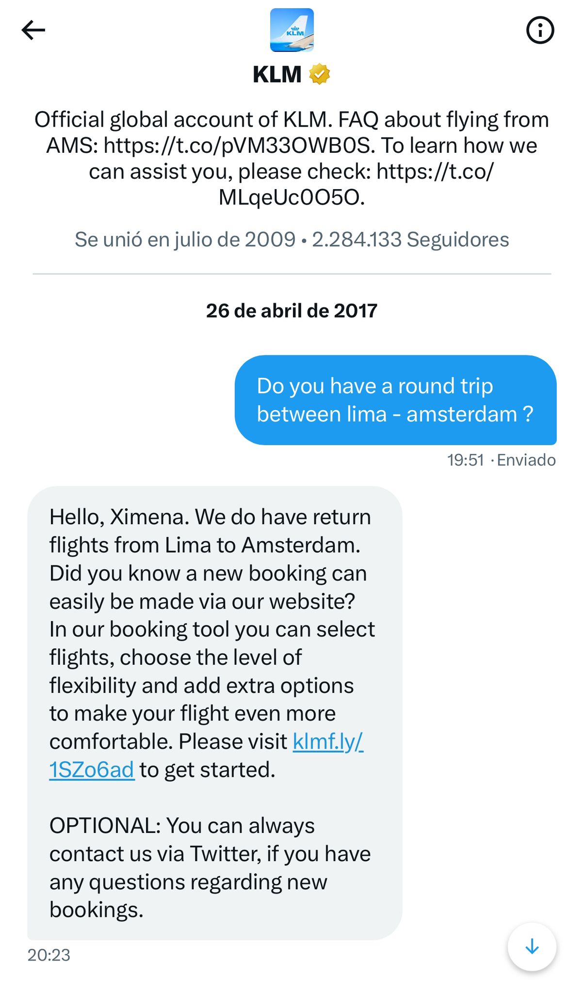 KLM chatbot